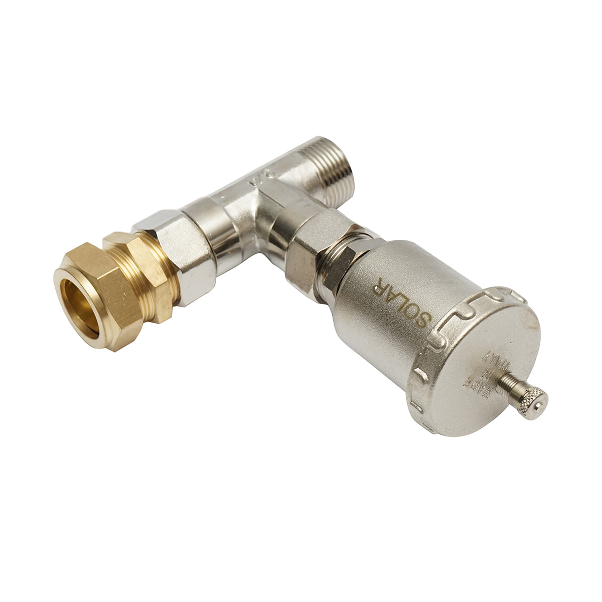 Set di sfiato automatico con raccordo T 3/4 per impianti solari residenziali, temperatura massima 180°C - immagine 4