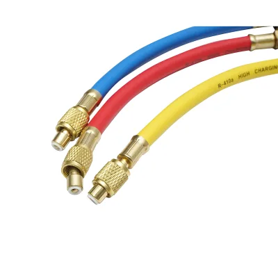 Set di tubi flessibili con rubinetto da 180 cm, 3 colori, per la ricarica del freon R-410a - immagine 3