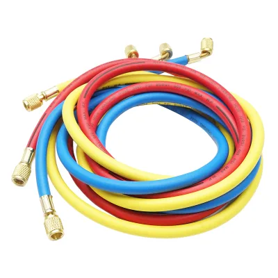 Set di tubi flessibili da 180 cm, 3 colori, per la ricarica di freon R12, R22, R134a, 404, 502