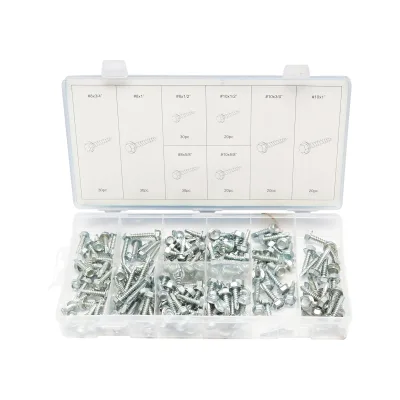 Set di viti autoforanti per lamiera con testa esagonale, 200 pezzi - immagine 2