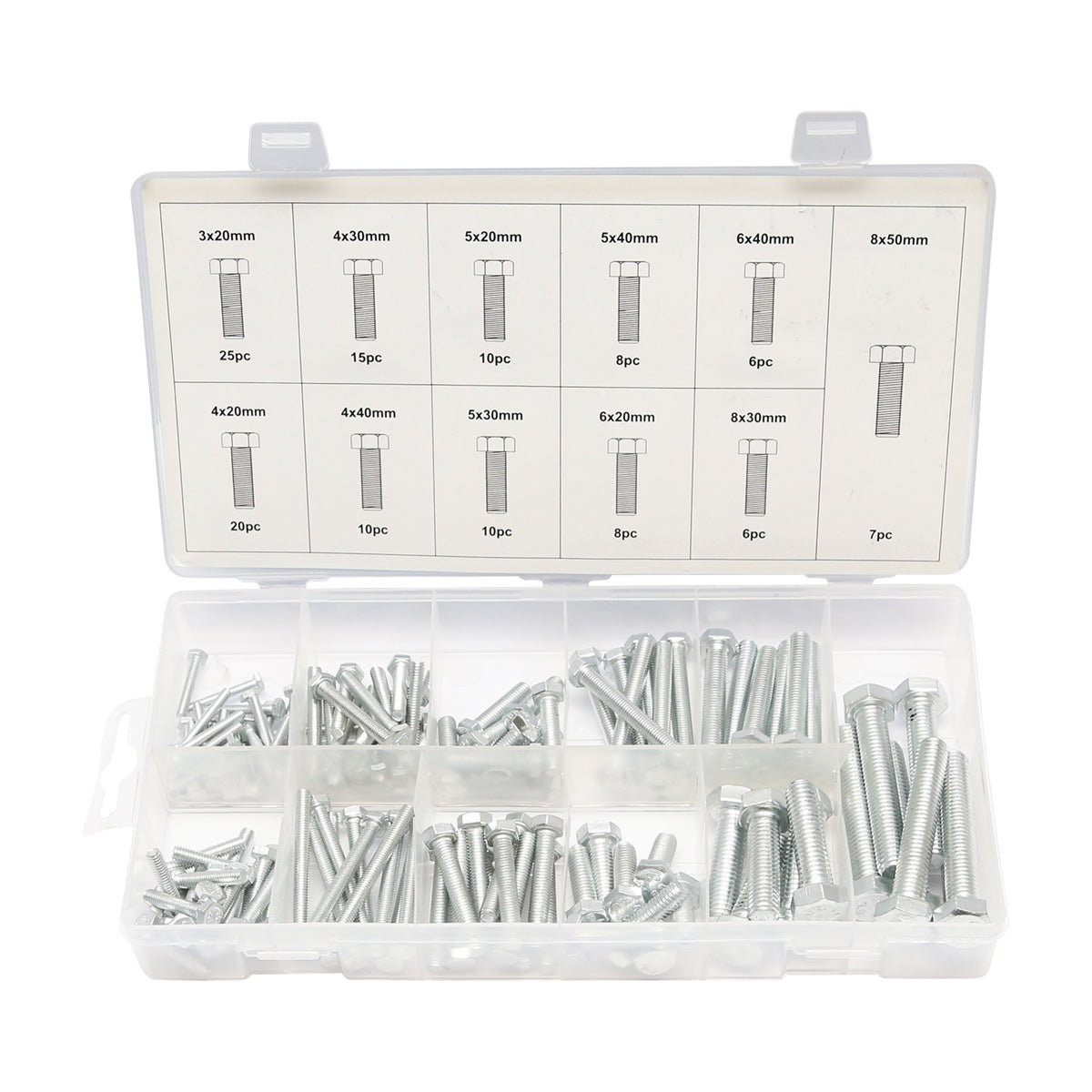 Set di viti metriche con testa esagonale, 125 pezzi. - immagine 2