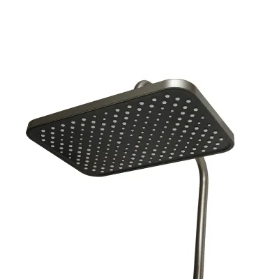 Set doccia multifunzionale con termostato, display digitale della temperatura dell’acqua, 4 funzioni di erogazione dell’acqua, bocca per vasca, soffione rettangolare, doccetta a mano, doccia bidet, colore grigio. - immagine 5