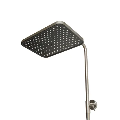 Set doccia multifunzionale con termostato, display digitale della temperatura dell’acqua, 4 funzioni di erogazione dell’acqua, bocca vasca, soffione doccia rettangolare, doccetta, doccia bidet, colore grigio. - immagine 6