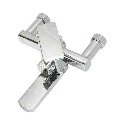 Set doccia multifunzionale da parete con doccetta a mano, bocca per vasca, soffione rettangolare, cartuccia in ceramica, finitura cromo lucido. - immagine 6