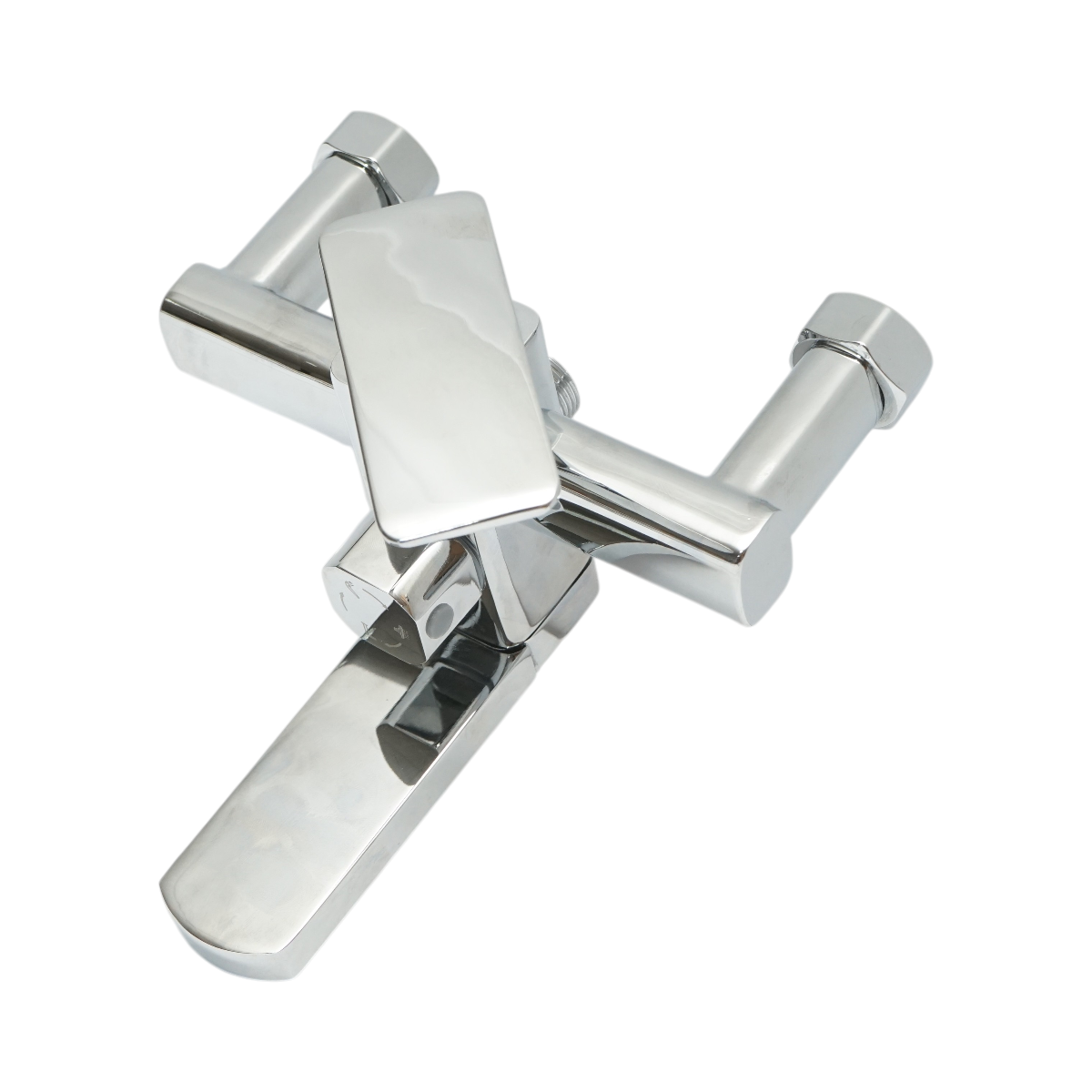 Set doccia multifunzionale da parete con doccetta a mano, bocca per vasca, soffione rettangolare, cartuccia in ceramica, finitura cromo lucido. - immagine 6