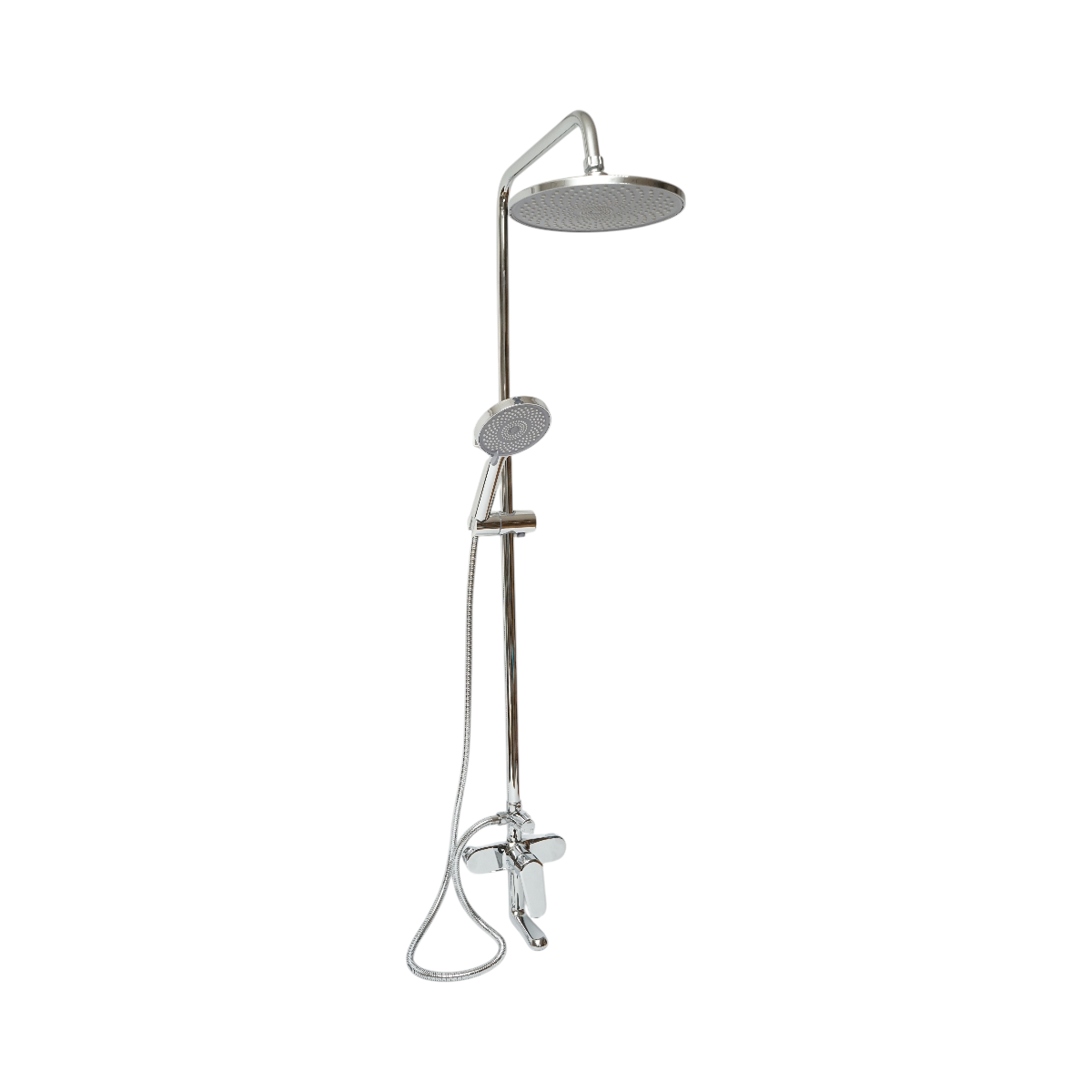 Set doccia multifunzionale da parete con doccetta a mano, bocca per vasca, soffione rotondo, cartuccia in ceramica, finitura cromo lucido. - immagine 3