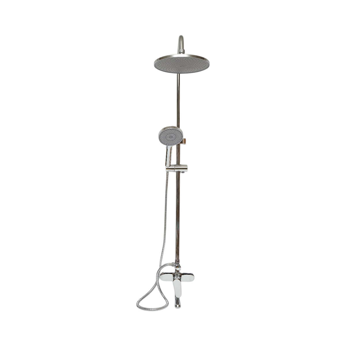 Set doccia multifunzionale da parete con doccetta a mano, bocca per vasca, soffione rotondo, cartuccia in ceramica, finitura cromo lucido. - immagine 4