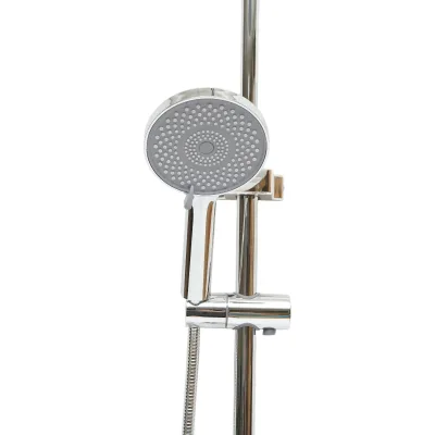 Set doccia multifunzionale da parete con doccetta a mano, bocca per vasca, soffione rotondo, cartuccia in ceramica, finitura cromo lucido. - immagine 6