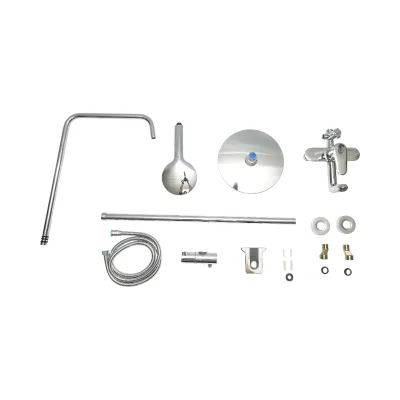 Set doccia multifunzionale da parete con doccetta a mano, bocca per vasca, soffione rotondo, cartuccia in ceramica, finitura cromo lucido. - immagine 2