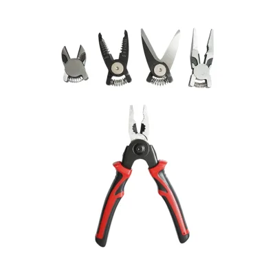 Set multifunzionale 5 in 1 con forbici, pinze brevettate per tagliare, crimpare, spelare cavi