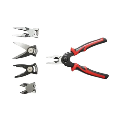 Set multifunzionale 5 in 1 con forbici, pinze brevettate per tagliare, crimpare, spelare cavi - immagine 2