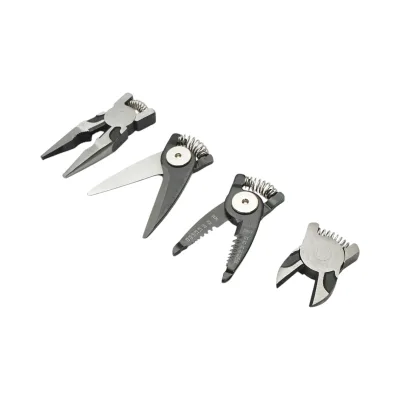 Set multifunzionale 5 in 1 con forbici, pinze brevettate per tagliare, crimpare, spelare cavi - immagine 5