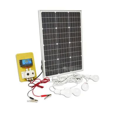 Set pannello solare 50W fotovoltaico monocristallino 670x540x30mm 12-24V batteria 12/17Ah 4 lampadine 9W - immagine 3