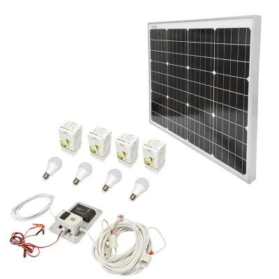 Set pannello solare 50W fotovoltaico monocristallino 670x540x30mm 12-24V presa accendisigari con 4 lampadine 9W - immagine 2