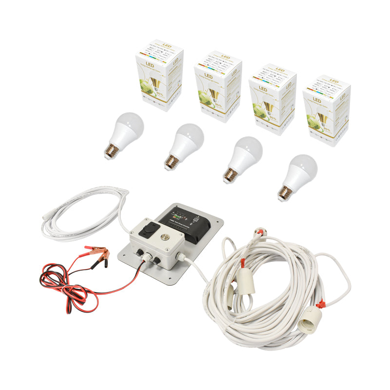 Set pannello solare 50W fotovoltaico monocristallino 670x540x30mm 12-24V presa accendisigari con 4 lampadine 9W - immagine 6