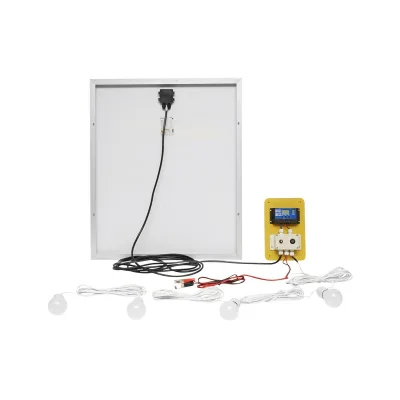 Set pannello solare 75W fotovoltaico monocristallino 790x690x75mm 12-24V 4 lampadine LED 9W B - immagine 3
