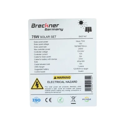 Set pannello solare 75W fotovoltaico monocristallino 790x690x75mm 12-24V 4 lampadine LED 9W B - immagine 5