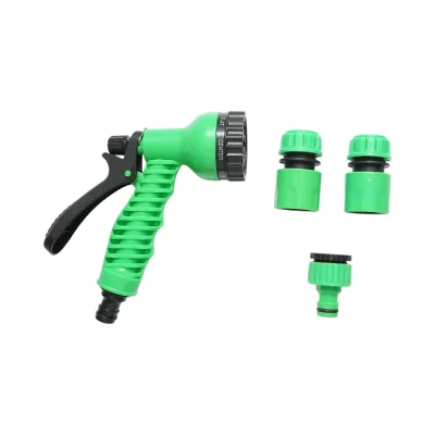 Set pistola per irrigazione regolabile con 7 modalità, 2 connettori 1/2 e adattatore 1/2-3/4 per tubo da giardino