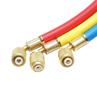Set tubi 90 cm 3 colori per ricarica freon R12, R22, R134a, 404, 502 - immagine 4