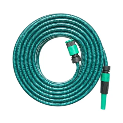 Set tubo da giardino in PVC intrecciato 1/2 pollice – 20 m, con ugello spruzzatore regolabile, connettori e adattatore rubinetto 3/4–1/2 pollice – Breckner Germany - immagine 4