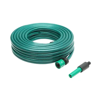 Set tubo da giardino in PVC intrecciato 1/2 pollice – 20 m, con ugello spruzzatore regolabile, connettori e adattatore rubinetto 3/4–1/2 pollice – Breckner Germany - immagine 2