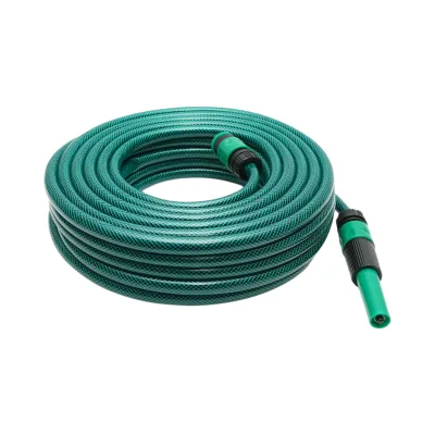 Set tubo da giardino in PVC intrecciato 1/2 pollice – 20 m, con ugello spruzzatore regolabile, connettori e adattatore rubinetto 3/4–1/2 pollice – Breckner Germany