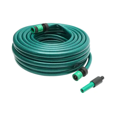Set tubo da giardino in PVC intrecciato 3/4 pollice – 20 m, con ugello spruzzatore regolabile, connettori e adattatore rubinetto 3/4 pollice – Breckner Germany - immagine 2