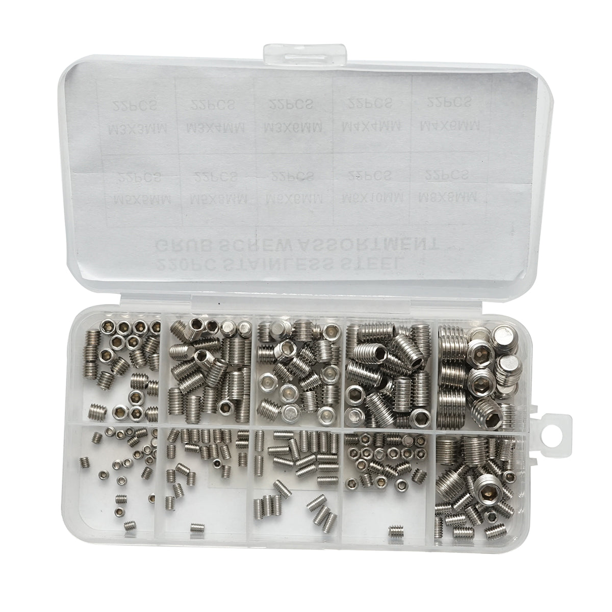 Set viti filettati senza testa con esagono incassato M3–M8, 220 pezzi - immagine 2