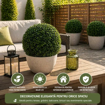 Sfera decorativa artificiale verde con foglie  Ø 30 cm - immagine 3