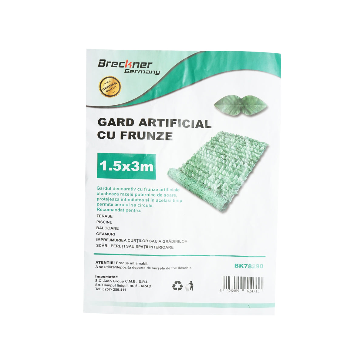 Siepe artificiale con foglie verdi, larga 1,5 m e lunga 3 m. - immagine 4
