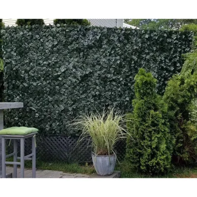 Siepe artificiale con foglie verdi, larga 1,5 m e lunga 3 m. - immagine 2