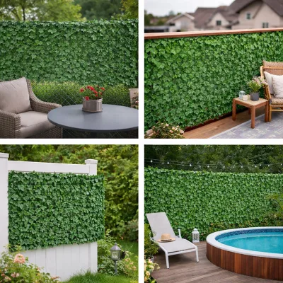 Siepe artificiale decorativa verde con foglie di edera 300x100 cm - immagine 3