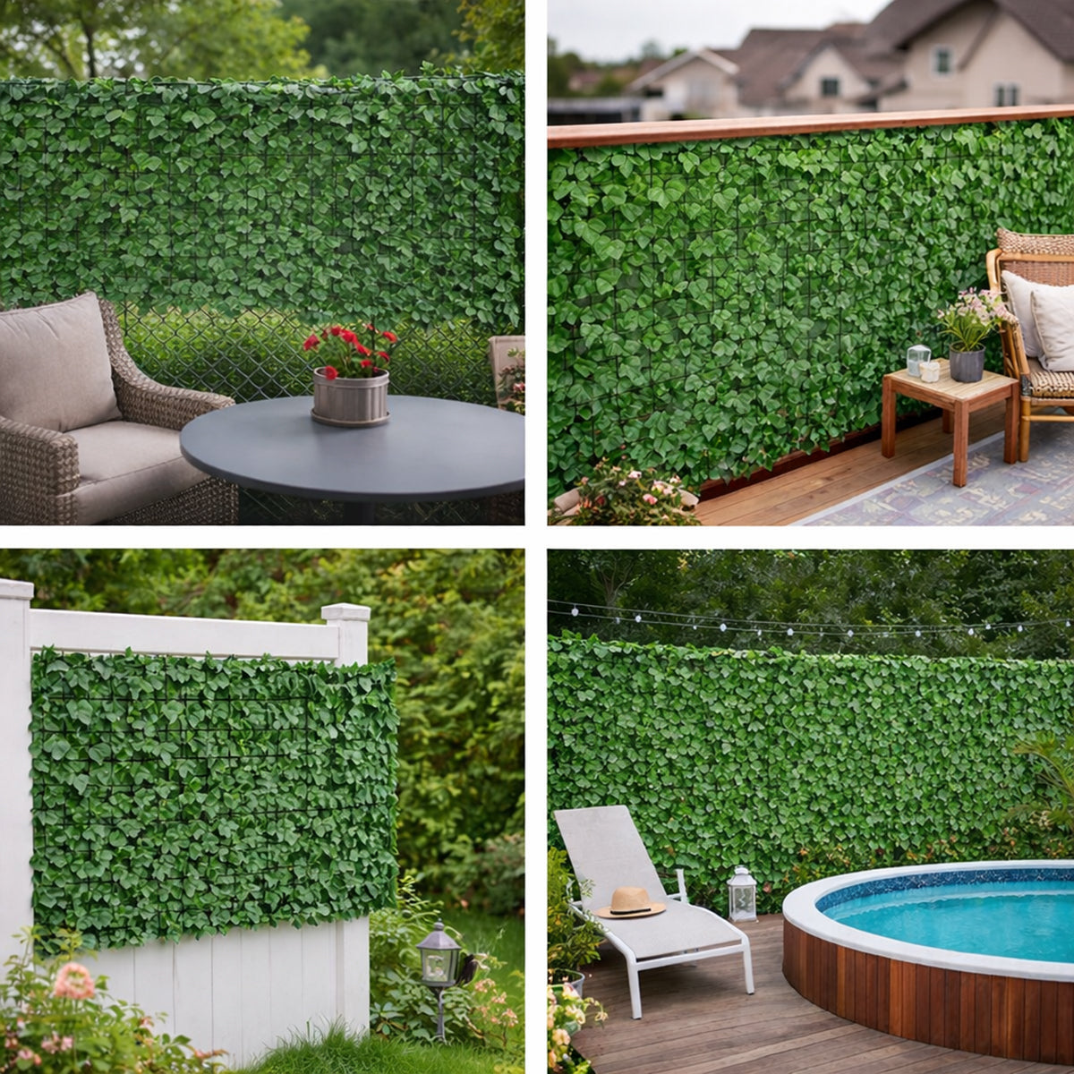 Siepe artificiale decorativa verde con foglie di edera 300x100 cm - immagine 3