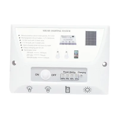 Sistema di illuminazione con 2 lampadine, pannello solare 5V/5,5W e 1xUSB per ricarica telefono - immagine 5