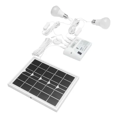 Sistema di illuminazione con 2 lampadine, pannello solare 5V/5,5W e 1xUSB per ricarica telefono - immagine 2