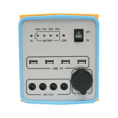 Sistema di illuminazione con pannello solare, batteria LifePo4 12,8V/12Ah e 3 lampadine LED 3W/12V, 4 uscite USB 5V - immagine 5