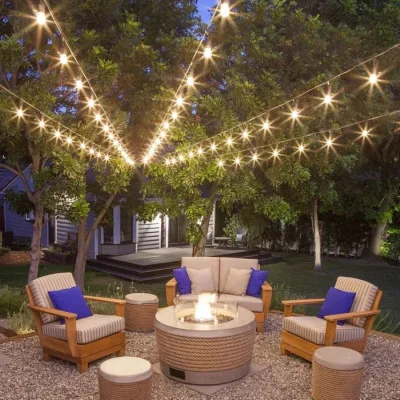 Sistema di illuminazione da esterno a LED 12 prese E27, cavo da 6 m, 220 V IP44
