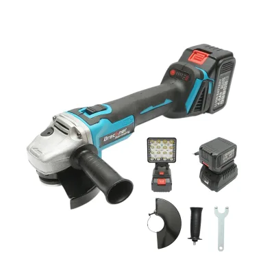 Smerigliatrice angolare con batteria agli ioni di litio da 18 V, 4 Ah, disco da 125 mm, motore brushless e faretto a LED inclusi. Breckner Germany