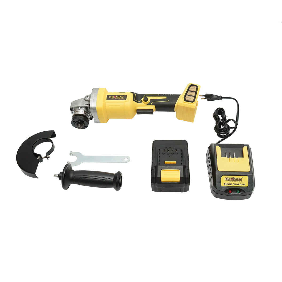 Smerigliatrice angolare con batteria al litio 21V/4Ah, motore brushless, 3 velocità, diametro disco 115mm Crownman - immagine 2