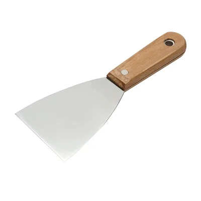 Spatola in acciaio inox, 75mm, con manico in legno, Crownman