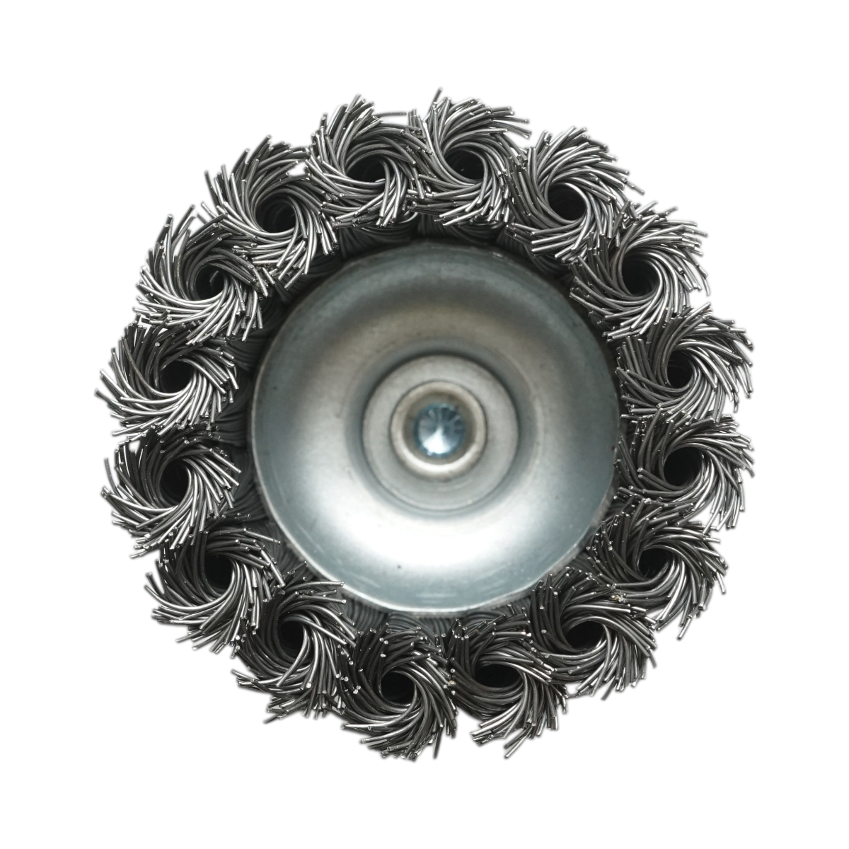 Spazzola a tazza in filo metallico ritorto da 75 mm, albero da 6 mm, velocità massima 4500 giri/min. Breckner Germany - immagine 4