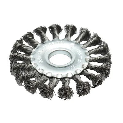 Spazzola circolare in filo d'acciaio intrecciato, 100 mm, diametro interno 22.23 mm, per sbavatura di ferro e ottone, rimozione di vernice e depositi metallici, Crownman - immagine 2