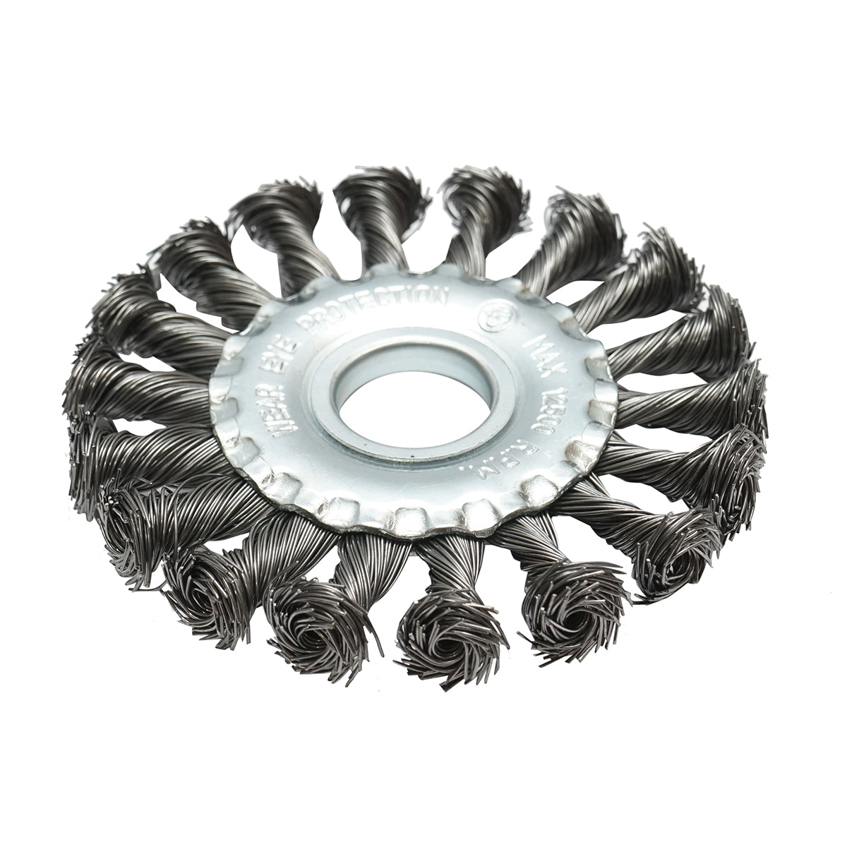 Spazzola circolare in filo d'acciaio intrecciato, 100 mm, diametro interno 22.23 mm, per sbavatura di ferro e ottone, rimozione di vernice e depositi metallici, Crownman - immagine 2