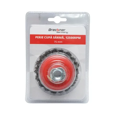 Spazzola metallica con filo intrecciato, tipo a tazza, 75 mm, M14 Breckner Germany - immagine 3