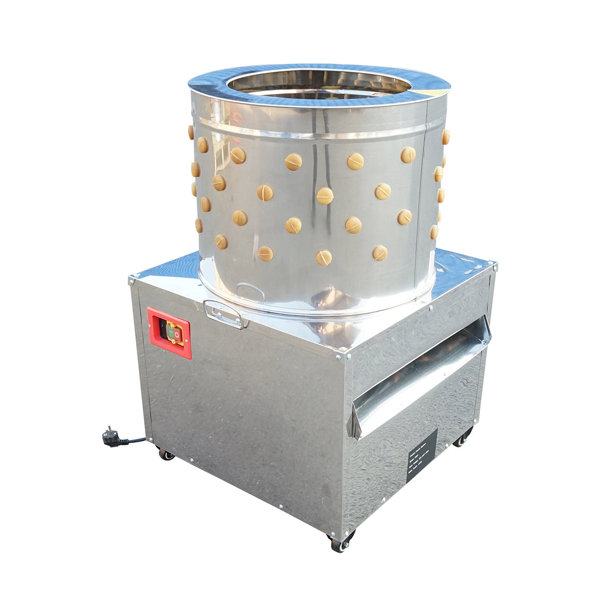 Spiumatrice per pollame in acciaio inox 1500W, 220V, capacità massima 4 polli, 157 dita, 180 giri/min, IP68.