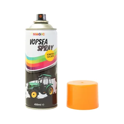 Spray vernice auto gialla tipo Komatsu professionale ad asciugatura rapida, 450 ml MAGIC - immagine 2