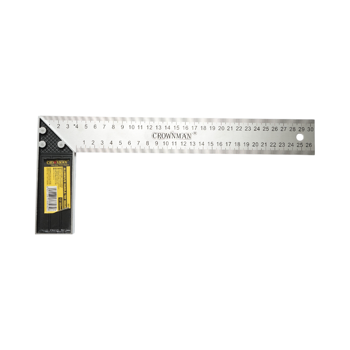 Squadra da carpentiere professionale Crownman, 300 mm/12 pollici, manico in alluminio, righello in acciaio al carbonio.