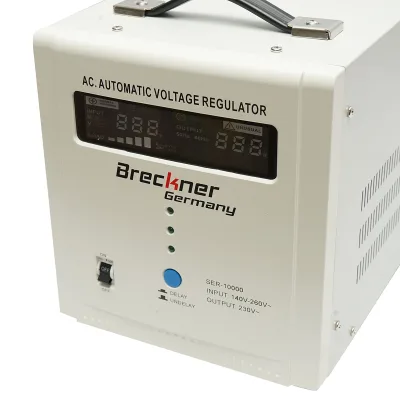 Stabilizzatore di tensione automatico 10000VA con relè monofase, 2 prese schuko 230V, display LCD Breckner Germany - immagine 4