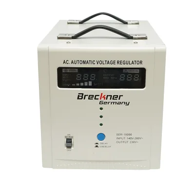 Stabilizzatore di tensione automatico 10000VA con relè monofase, 2 prese schuko 230V, display LCD Breckner Germany