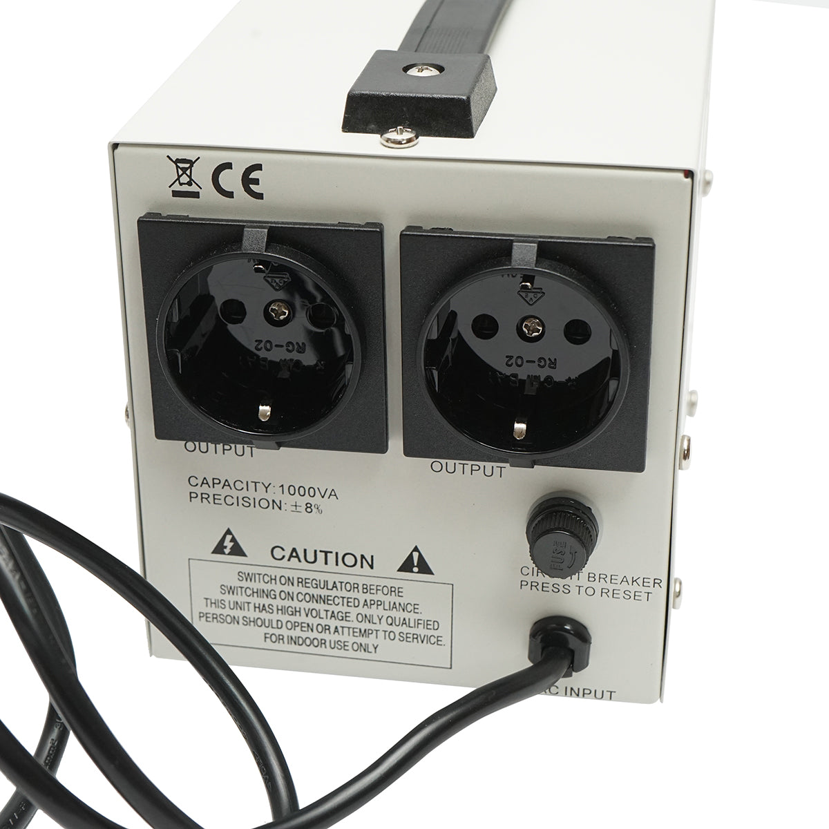 Stabilizzatore di tensione automatico 1000VA con relè monofase, 2 prese schuko 230V, display LCD Breckner Germany - immagine 5